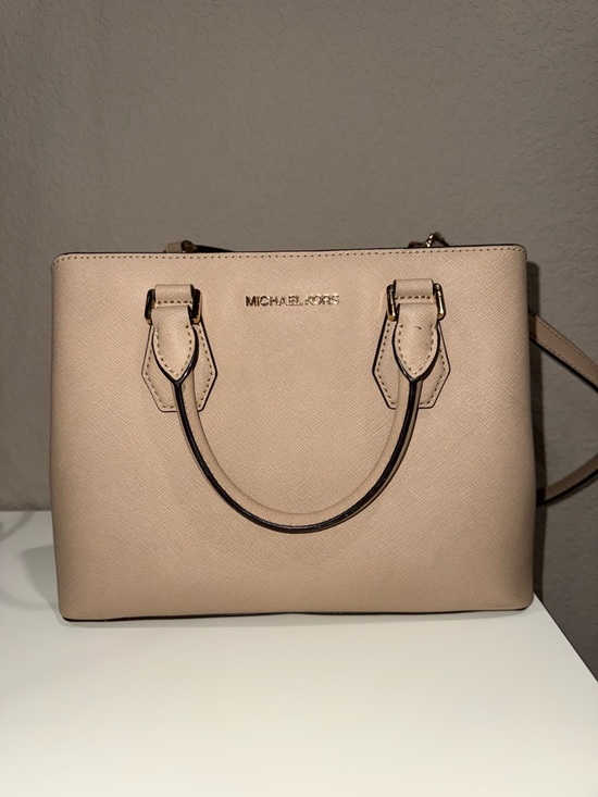 Michael Kors Handbags - Michael Kors Saffiano Small Leather Satchel in Light Beige